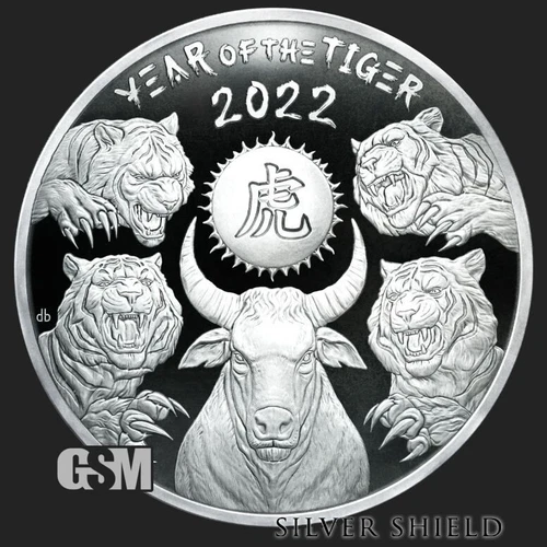2022 Silver Shield YEAR OF THE TIGER LUNAR v1 - 1oz .999 Silver Proof - SSG