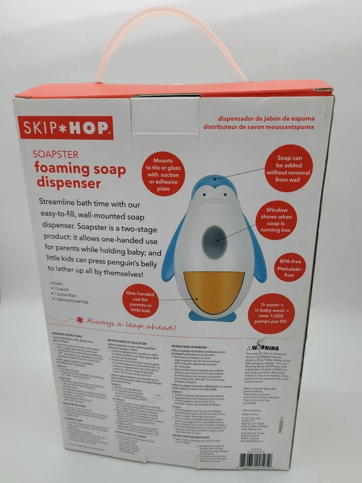 Dispensador de jabón espumoso Skip Hop Soapster Penguin, NUEVO, jabón para niños Foto 3 de 4