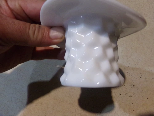 Fostoria Glass American White Milk Glass Hat Toothpick Holder Rare