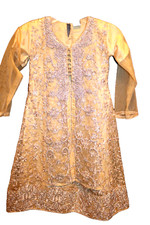 Womens Kashmiri Embroidered Kurta Indian Kurti Chikan Gold Embroidery