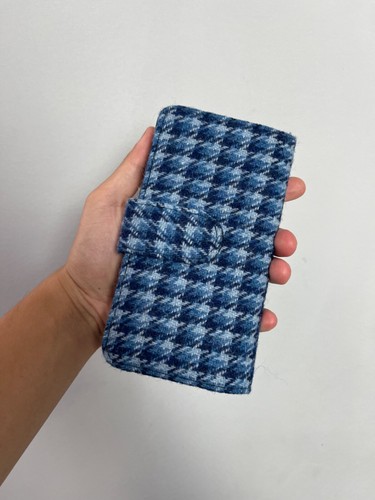 Harris Tweed Vintage Retro Y2K Unisex Blue Wool Tweed Wallet - Picture 2 of 8