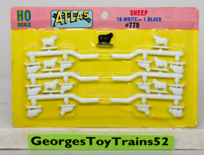 ATLAS HO GAUGE 1:87 SCALE SHEEP 18 WHITE & 1 BLACK 779 NEW IN PKG