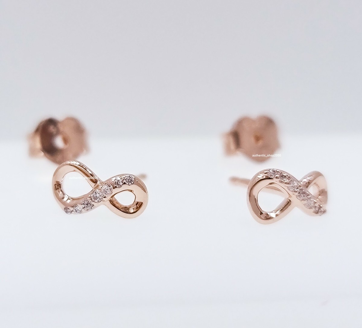 New PANDORA Rose Gold 925 Sparkling Infinity Stud Earrings