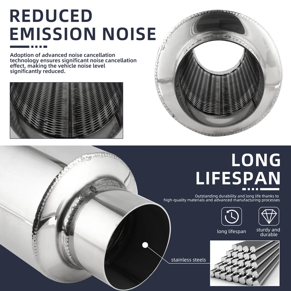 For Lexus RX350 400 500 3'' Inlet/Outlet Muffler Resonator Exhaust Deep Tone 12" - Image 4 of 4