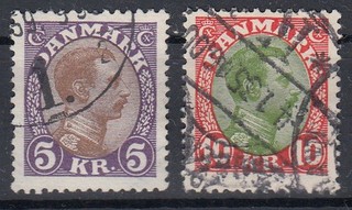 Briefmarken Dänemark 1927 MiNr. 175 176 gestempelt