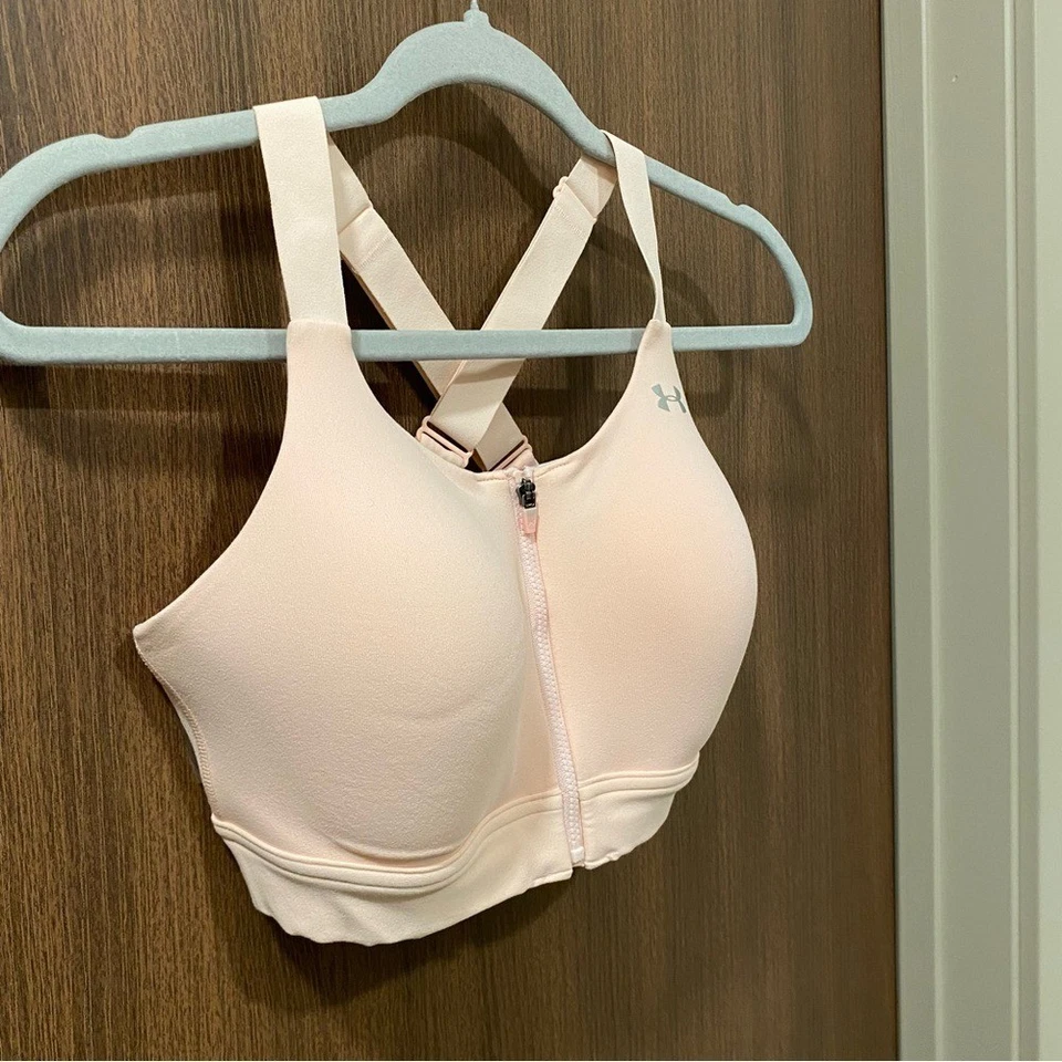 UNDER ARMOUR Pink Eclipse High-Impact Zip Front Sports Bra Size 34D Racerback - Image 3 of 4