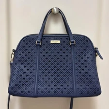 m1209 kate spade New York Trapezoid Leather Handbag Navy 2Way Shoulder Bag