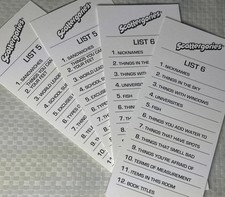 Scattergories 2013 LOT of 4 Cards   Lists 5  6 Replacement Set Hasbro A5226 
