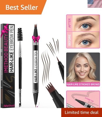 Natural Hair-Like Brow Pen   Waterproof 2-in-1 Eyebrow Pencil for All Skin Types