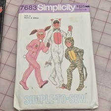 Simplicity 7683 Vintage Original Simple-To-Sew Kids Animal Costume Pattern