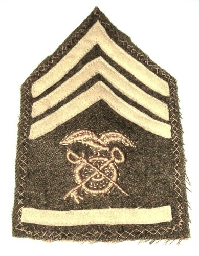 ORIGINAL EMBROIDERED WOOL WW1 QUARTERMASTER SERGEANT 1st CLASS PATCH OFF UNIFORM