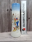 Vintage Swedish White Glass Vase - Lappland Sámi Folk Art Souvenir 10"