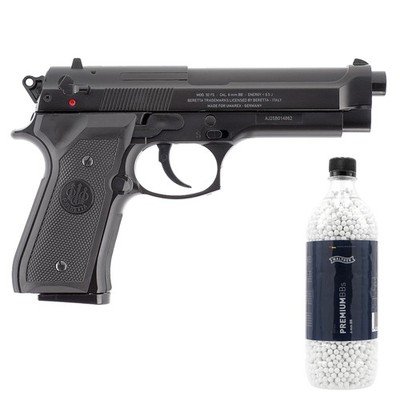 SET Beretta M92 FS HME Black 6mm Spring 0,5J 12R + Beutel Rot - ohne FSK