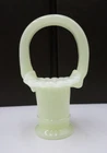 VINTAGE CUSTARD GLASS UV GLOW MARKED FENTON MINIATURE BASKET MINI #37