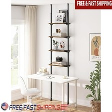 Adjustable Tension Mount Bookshelf Metal Wood Storage Organizer Narrow Spaces US