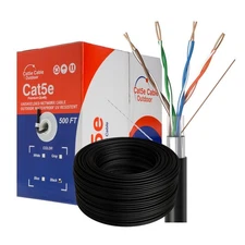 500FT CAT5e Outdoor FTP Ethernet Cable 24AWG UV Rated Direct Burial Solid Wire