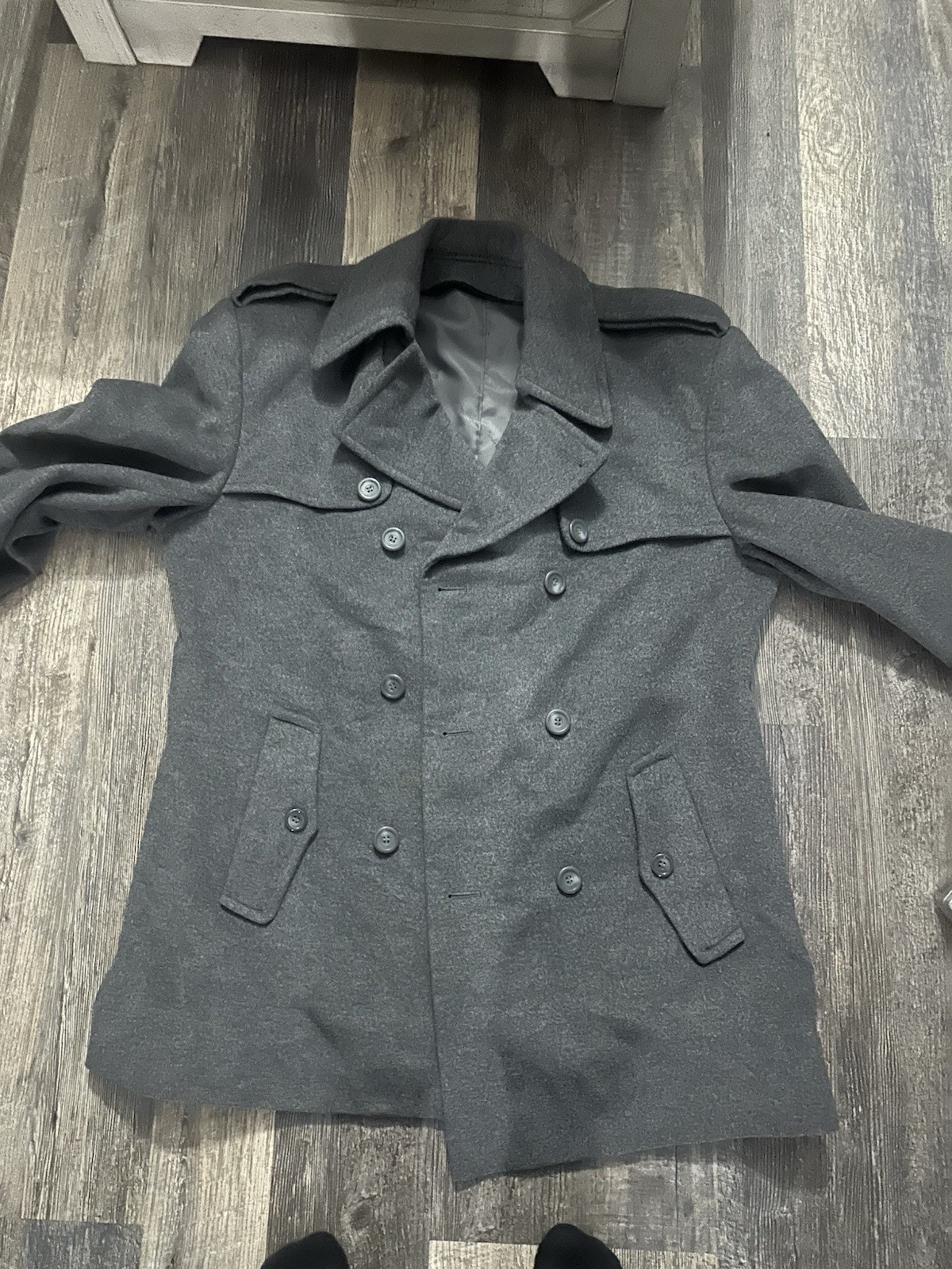 Vintage Pierre Cardin Paris New York Mens Double Breasted Overcoat Gray  Mens xlpit to pit 24