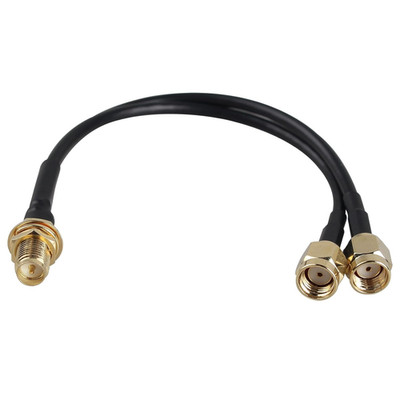 RP-SMA Female Bulkhead Mount to Dual RP-SMA Male Antenna Extension Cable Wifi An