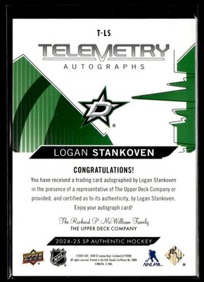 2024-25 SP Authentic Telemetry Autographs Logan Stankoven Rookie