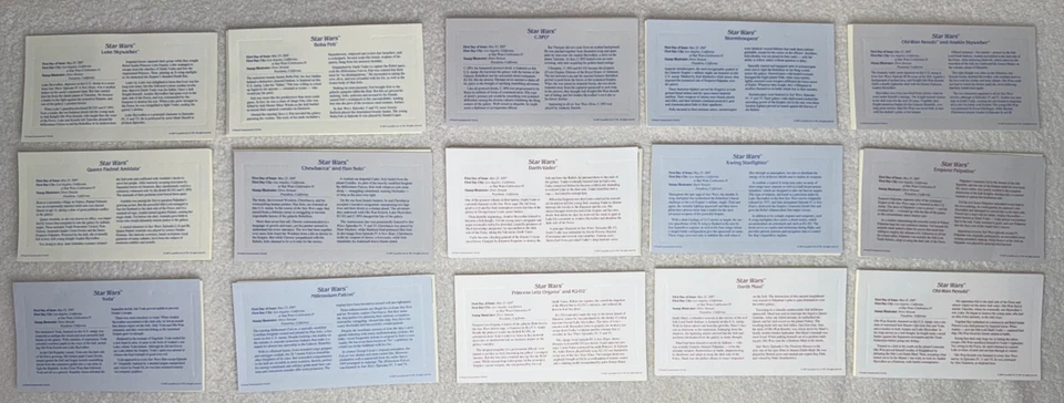 2007 Star Wars PCS 22kt Golden Replica First Day Covers • Complete Set of 15 - Image 2 of 4