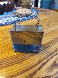 Vintage Silver plated SHOPPING BAG Trinket Dish Figurine Unknown Origin