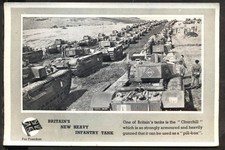 WW2 Postcard: British CHURCHILL Heavy Infantry Tanks on the Move. Free UK p&p