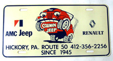 Vintage Corwin Jeep - AMC JEEP Hickory, PA Renault Dealership Plate