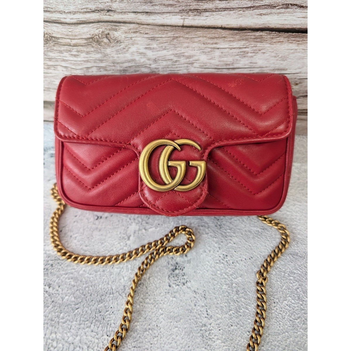 Gucci Red Leather Strap with Gold-Tone Hardware Red Leather Shoulder Strap Gucci - Etsy main image 4