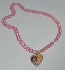 Disney Necklace Princess Beautiful Pink Beaded-Jasmine Cinderella Charm 9.5"