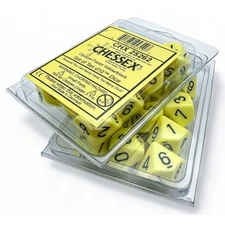 D10 Clamshell Opaque Pastel Yellow/black (10) By Chessex Manufacturing
