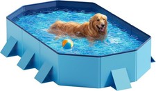 Foldable Dog Pool - Extra Large 71" X 39" X 12" Hard Plastic Portable Pet Bath T