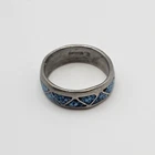 Vintage Southwestern Turquoise Mosaic Ring Sterling Silver Size 8.5 Men's Band