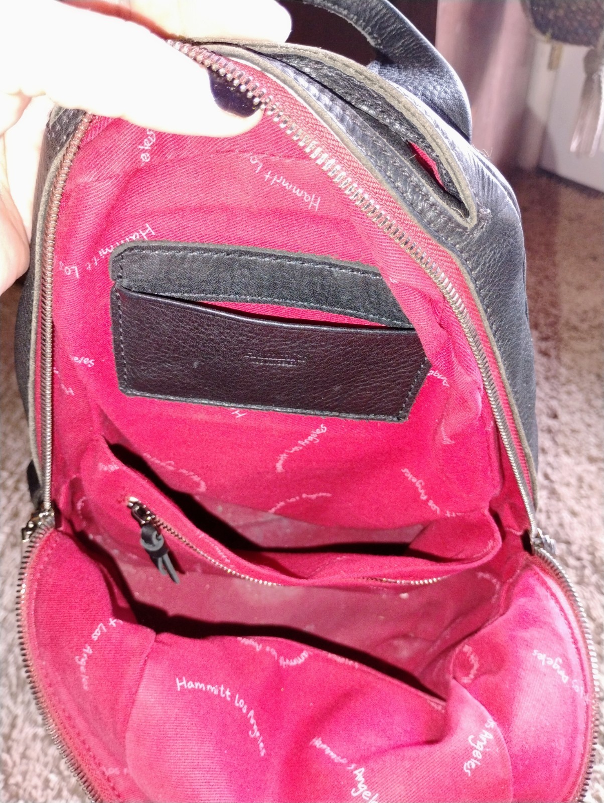 Hammitt Medium Hunter Backpack Black Leather W Re… - image 7