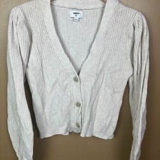 Aerie Cream Cardigan Sweater Button Up Women's Medium 100 Cotton Neutral