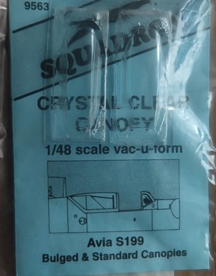 AVIA S 199 Bulged & Standard, Crystal Clear Canopy, Squadron,Scale:1/48,Kit:9563