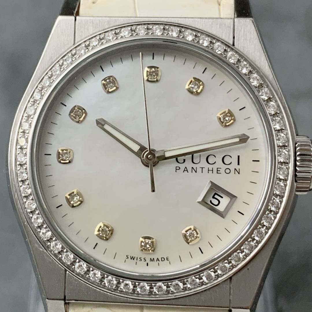 Gucci Pantheon Diamond Bezel 115.4 MOP Shell Unisex Watch New From Japan thumbnail 5