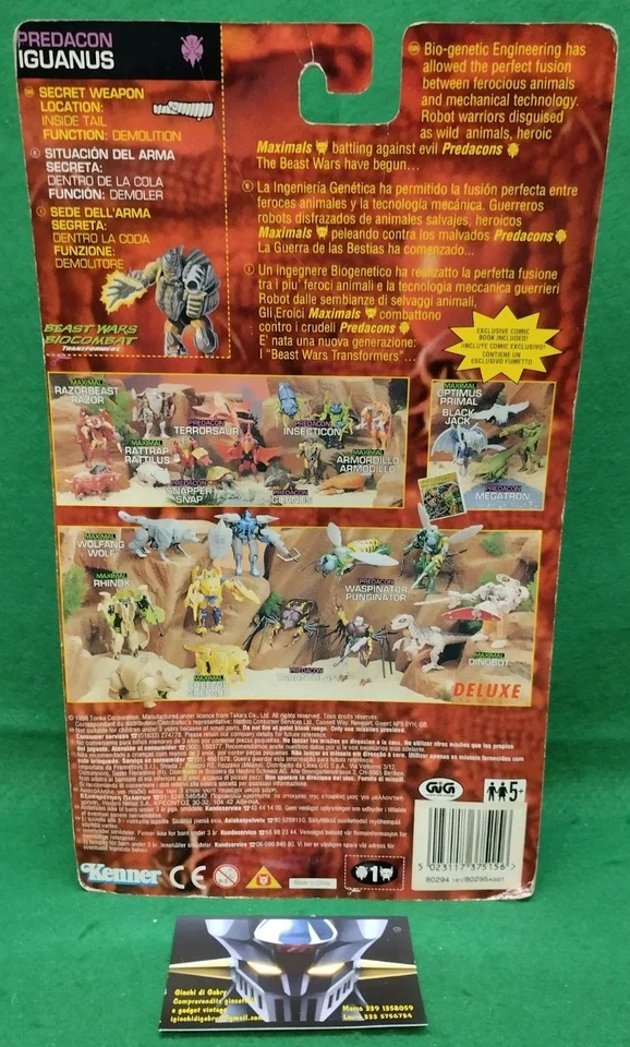 KENNER TONKA TAKARA 1996 BEAST WARS BIOCOMBAT Transformers Predacon IGUANUS NEW! - Immagine 2 di 2