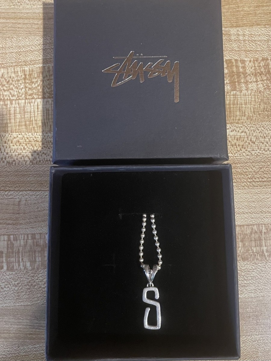 Stussy Sterling Silver Alphabet Pendant Letter S w/ 22in sterling