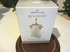 2014 HALLMARK KEEPSAKE BABYS FIRST CHRISTMAS PORCELAIN STOCKING ORNAMENT 1 NMI