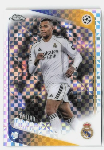 2025-26 Topps Chrome UEFA Club #112 Kylian Mbappé X-Fractor Refractor
