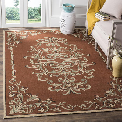 Easy Care Collection 3' X 5' Rust / Multi EZC735B Hand-Hooked Area Rug