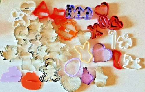 Christmas Hallmark Lot of 38 Cookie Cutters Vintage Wilton Halloween Valentine