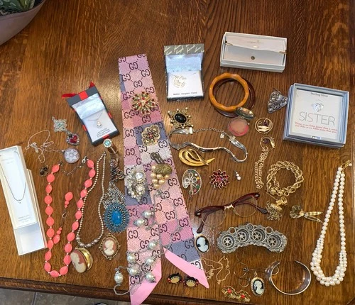 Lot of 50 Antique & Vintage Fine and Costume Jewelry Sterling Silver Pcs & More