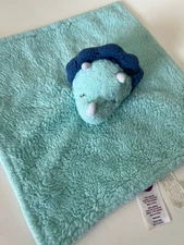 Parents Choice Blue Triceratops Dinosaur Security Blanket Baby Lovey Satin 12”