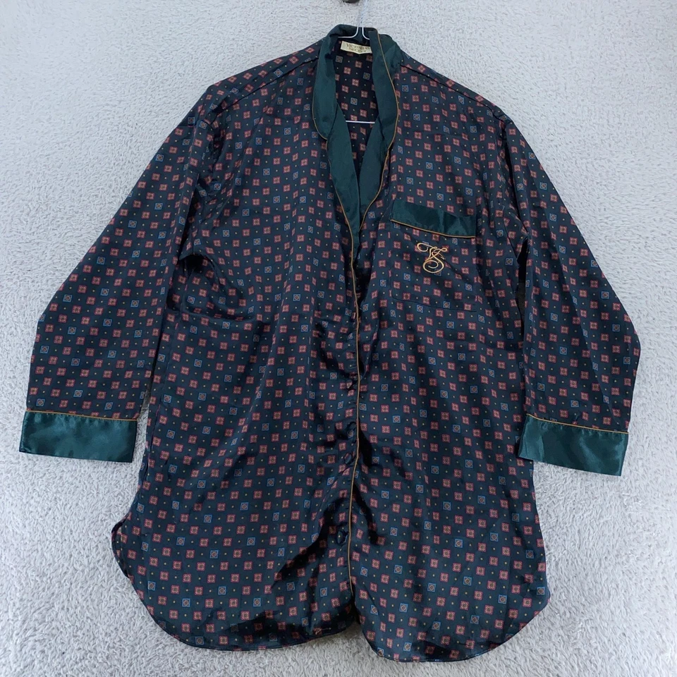 Pijama vintage Victoria's Secret etiqueta dourada roupão cetim geométrico anos 90 - Imagem 2 de 4