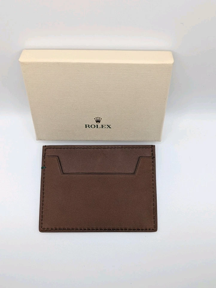 Rolex Signature Cuero Marrón Portatarjetas de Crédito Cartera - Nuevo en Caja, Regalo AD Foto 2 de 4