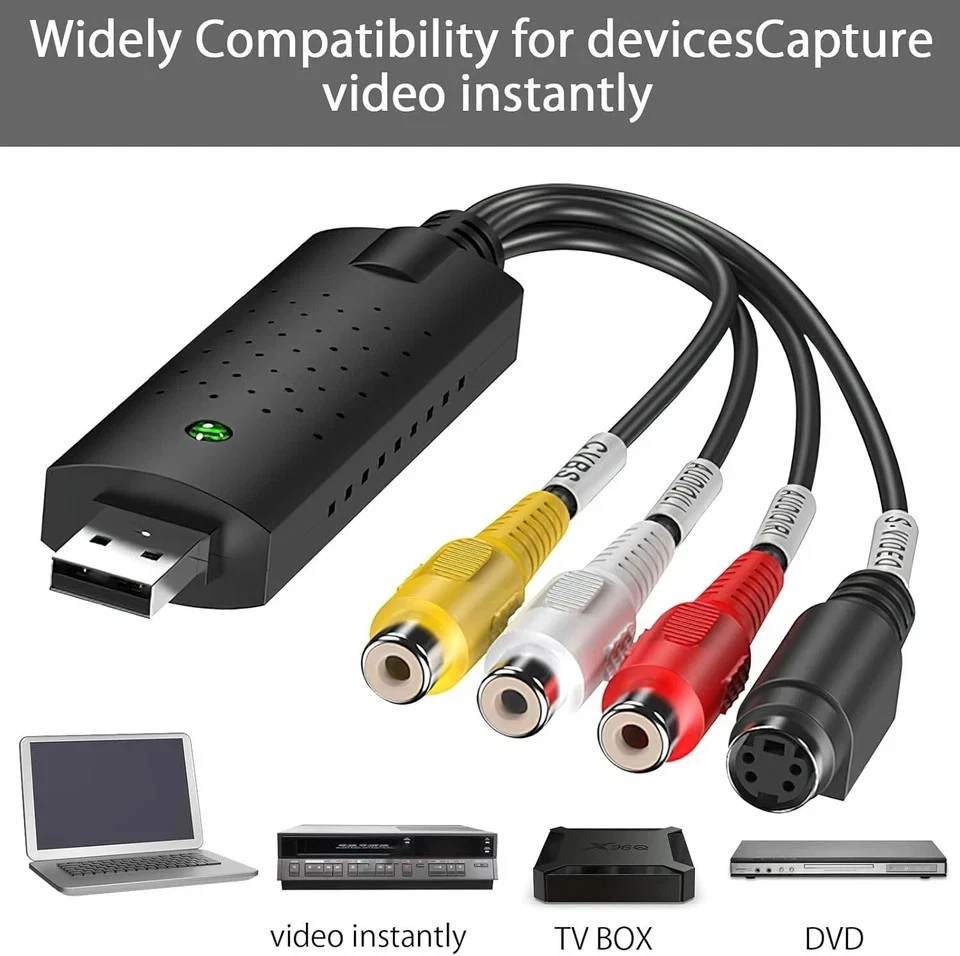 USB 2.0 Video VHS to DVD VCR HDD Converter Scart RCA Cable Adapter Capture Card - Image 4 of 4