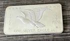 RARE VINTAGE 1972 W.H. FOSTER .999 FINE SILVER ART BAR - ONE SILVER EAGLE