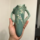 Vintage Roseville Art Pottery Green Bleeding Heart Wall Pocket 1287-8”