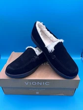 Vionic Women's Lynez Black Faux Fur Lined Slippers 10011399001 Size 9